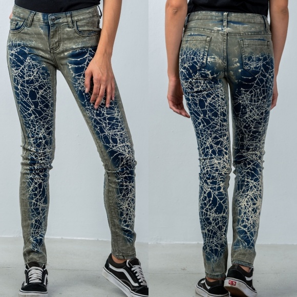 Navie Denim - 💛Gray Paint Splatter Tie Dye Skinny Jeans